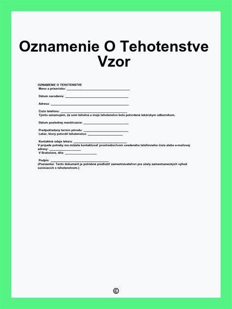 písomné oznámenie tehotenstva zamestnávateľovi