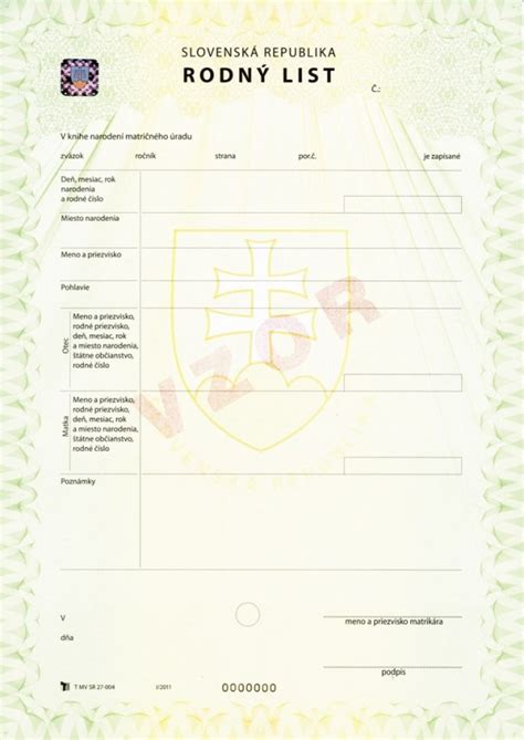 rodný list dieťaťa a úradné dokumenty