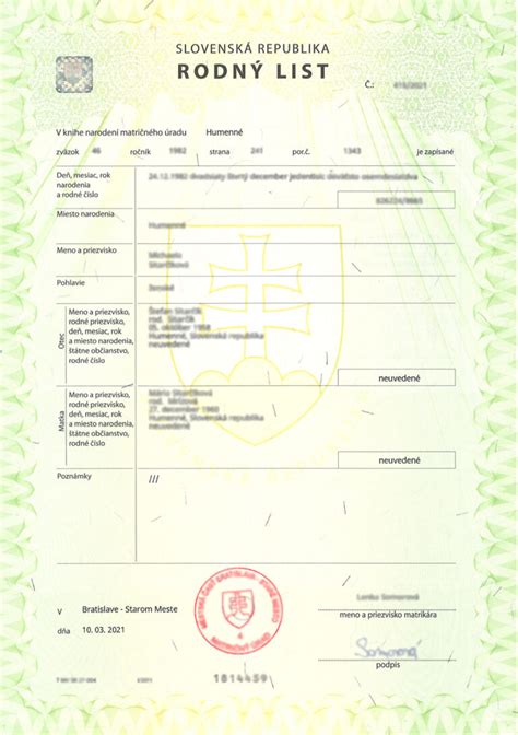 Doklady na slovenský rodný list zo zahraničia