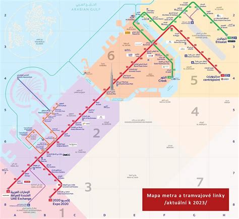 Mapa liniek metra v Dubaji