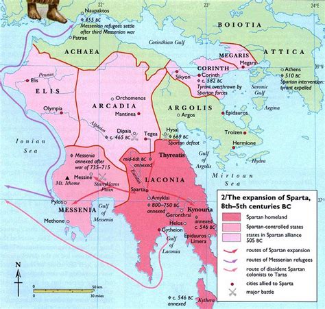 Sparta mapa starovekého Grécka